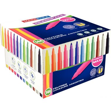 Classpack de 144 feutres Majuscule pointe large assortis