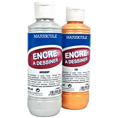 Flacon de 250 ml d’encre à dessiner coloris argent