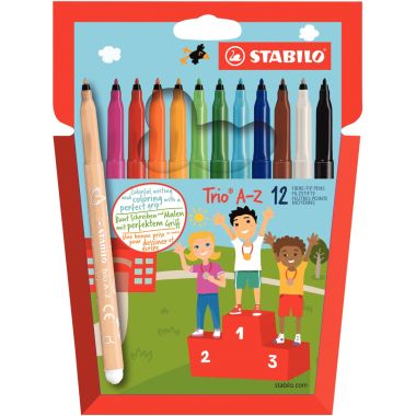 Pochette de 12 feutres Trio A-Z assortis