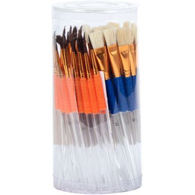 Pot de 72 pinceaux et brosses avec grip caoutchouc assortis
