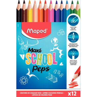 Pochette de 12 crayons de couleur SchoolPeps maxi