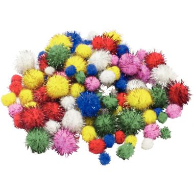 Sachet de 250 pompons métallisés tailles et couleurs assorties