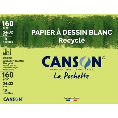 Pochette de 10 feuilles à dessin recyclé 160g 24x32cm