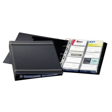 Reliure 4 anneaux VISIFIX format A4 pour 400 cartes de visite gris