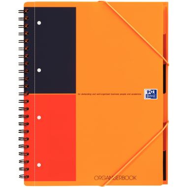 Cahier-trieur à reliure intégrale ORGANISERBOOK format A4+ ligné 6 mm, 160 pages perforées