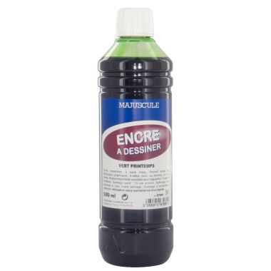 Flacon de 500 ml d’encre à dessiner MAJUSCULE coloris vert printemps