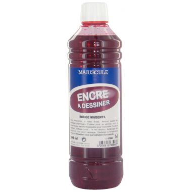 Flacon de 500 ml d’encre à dessiner MAJUSCULE coloris rouge magenta