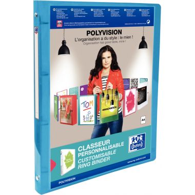 Classeur personnalisable en polypropylène POLYVISION, format A4, dos 2 cm, bleu