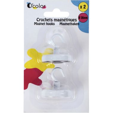 Blister 2 crochets de suspension magnétique diamètre 36mm blanc
