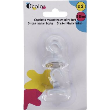 Blister 2 crochets de suspension magnétique diamètre 25mm blanc