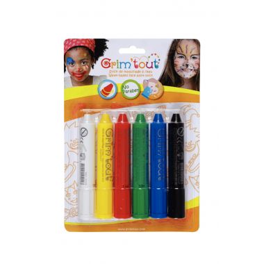 Lot de 6 sticks de 4,7 grammes de maquillage à l'eau coloris vifs