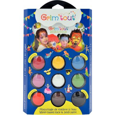 Palette de maquillage à l'eau GRIM'TOUT Carnaval 9 couleurs assortis