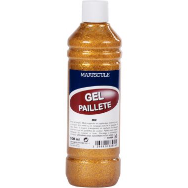 Flacon 500 ml de gel de paillettes MAJUSCULE, or