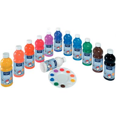 Carton de 12 Flacons 500 ml de gouache liquide ultra lavable
