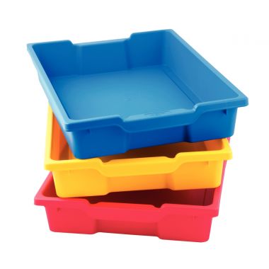 Lot de 6 bacs en plastique petits modèles bleu / rouge / jaune