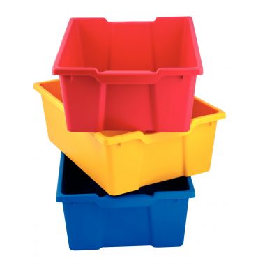 Lot de 6 bacs en plastique grands modèles bleu / rouge / jaune