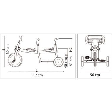 Bi-tricycle 4/6 ans 2 places jaune