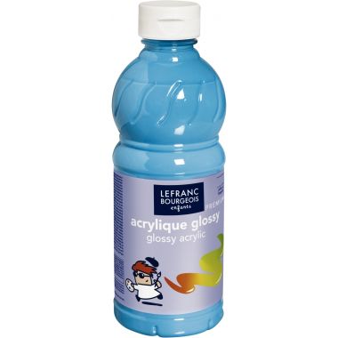 Flacon 500ml d'acrylique Glossy Lefranc Bourgeois, bleu turquoise