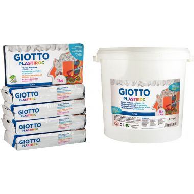 Seau de 5 pains de 1kg de pâte à modeler autodurcissante Plastiroc coloris blanc