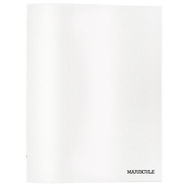 Piqûre 96 pages MAJUSCULE, format 24x32 cm, papier blanc 90g, uni, couverture polypropylène incolore