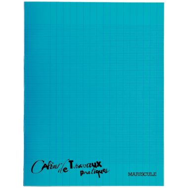 Cahier travaux pratiques MAJUSCULE, piqûre 64 pages, 17x22 cm, seyès/uni blanc, couverture polypro