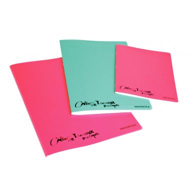 Cahier travaux pratiques MAJUSCULE, piqûre 96 pages, A4, seyès/uni blanc, couverture polypro
