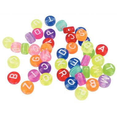 Bocal de 1 200 perles lettre de l'alphabet transparentes assortis