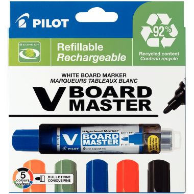 Boîte de 5 marqueurs tableaux blancs V-Board Master 1,7mm assortis