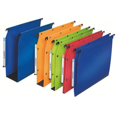 Paquet de 10 dossiers suspendus en polypropylène opaque 5/10ème pour armoire, dos 50 mm, bleu