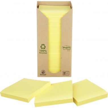 Tour distributrice de 16 blocs de 100 feuilles post-it recyclées 76 x 76 mm coloris jaune