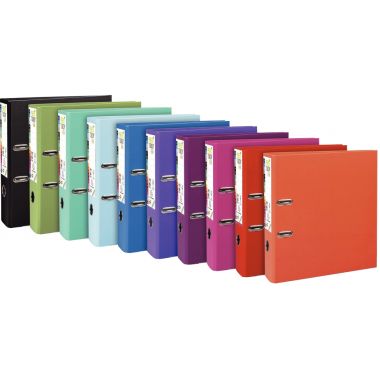 Lot de 10 classeurs à levier PREM'TOUCH format A4+, dos 8 cm, couleurs pastel assorties - 53384E