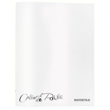 Cahier de poésie 48 pages MAJUSCULE, 17x22 cm, seyès/uni 90g, couverture PP incolore