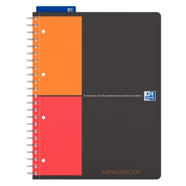 Cahier à reliure intégrale MANAGERBOOK format A4+ réglure projet, 160 pages perforées