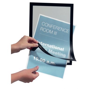 Sac de 2 cadres d'affichage A4 adhésif repositionnable avec contour magnétique noir