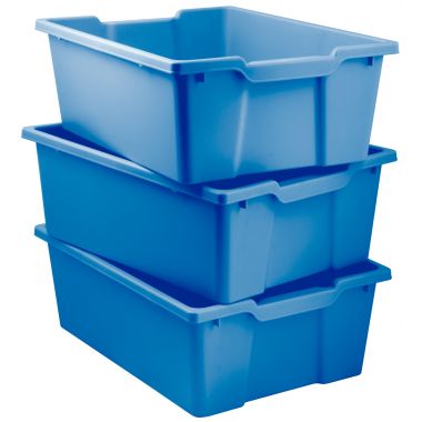 Lot 3 bacs en plastique grands modèles bleu