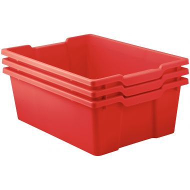 Lot 3 bacs en plastique grands modèles rouge