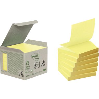 Boite de 6 blocs de 100 feuilles Z-Notes recyclée post-it 76 x 76 mm coloris jaune
