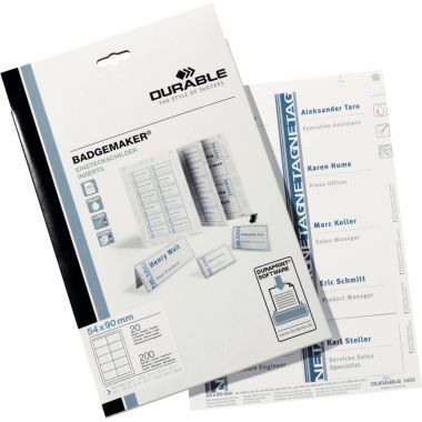 Boîte de 200 étiquettes planches d'insertion Badgemaker