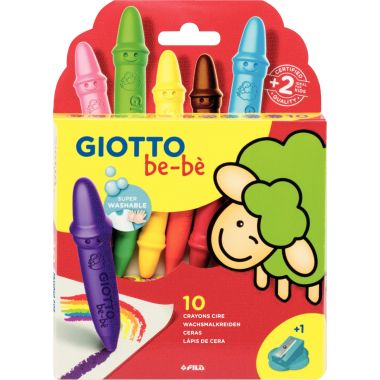 Étui de 10 craies cire incassable + taille-crayon