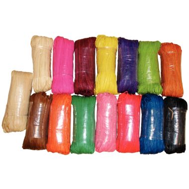 Kit de 15 pelotes de 50 g de raphia végétal assortis