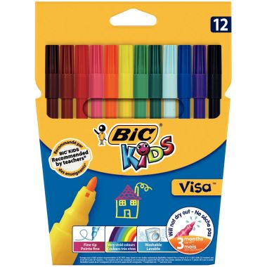 Bic - Lot de 25 pochettes de 12 feutres Visa assortis dont 5 gratuites - 890614