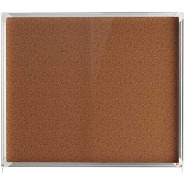Vitrine d'intérieur portes coulissantes Premium plus fond liège 18 feuilles A4