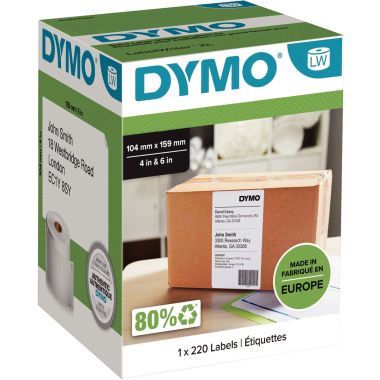 Dymo - Boite de 1 rouleau de 220 étiquettes expédition 104 x 159 mm pour imprimante Labelwriter - S0904980