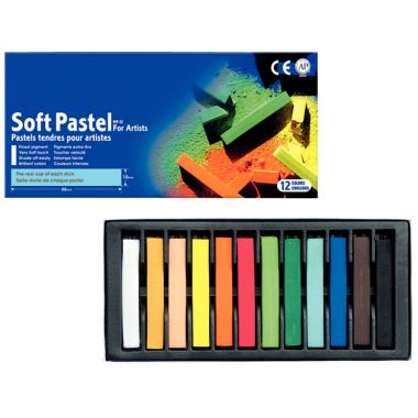 Boîte de 12 pastels sec carré assorties