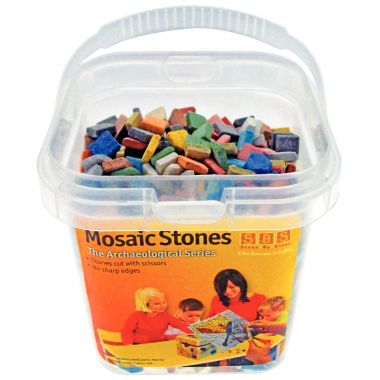 Seau de 1kg de petites mosaïques antiques, format 10x10 mm, 12 couleurs assorties