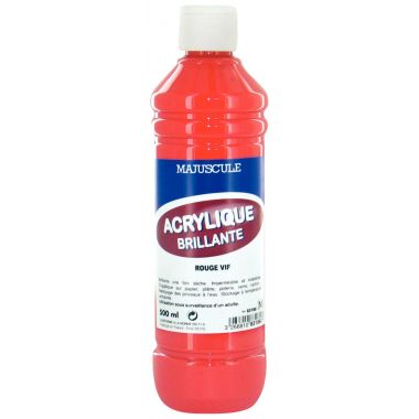 Flacon de 500 ml de peinture acrylique brillante MAJUSCULE rouge vif