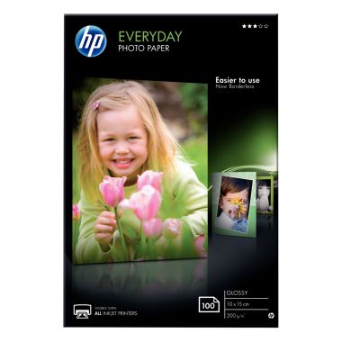 Paquet de 100 feuilles de papier photo glacé marque HP CR757A format A6 (10 x 15 cm) 180g