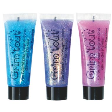 Grim'Tout - Lot de 3 tubes de gel pailleté pour visage et corps - GT41973