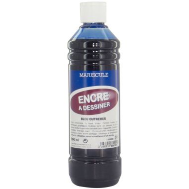 Flacon de 500 ml d’encre à dessiner MAJUSCULE coloris bleu outremer