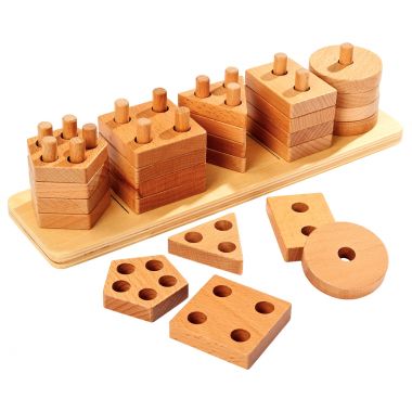 Lot de 12 encastrements assortis en bois naturel